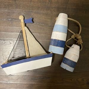 Nautical Decor Sailboat and Buoys